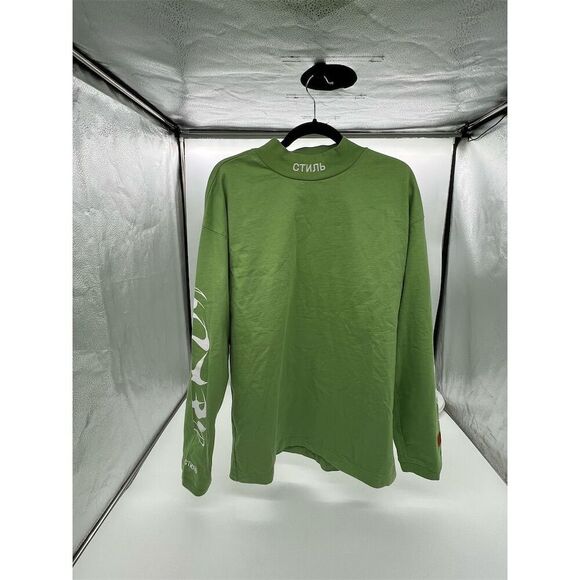 Heron Preston Men's Green Graphic Long Sleeve T-Shirt Size M - Picture 9 of 9